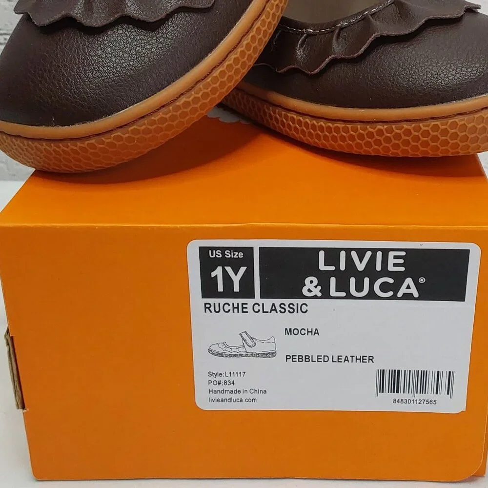 LIVIE & LUCA 'RUCHE CLASSIC' PEBBLED LEATHER MARY-JANE SHOES RICH~MOCHA NEW - Picture 14 of 16